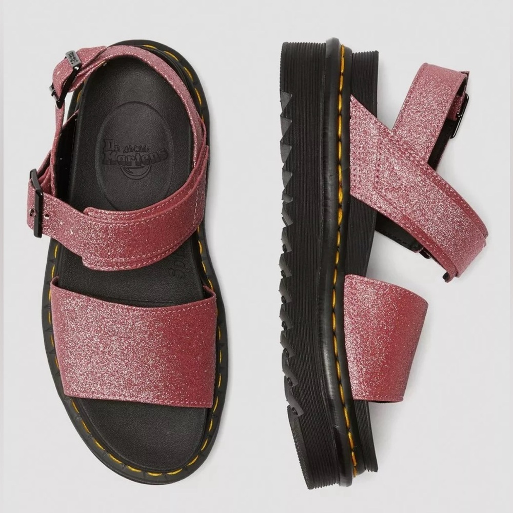 Dr. Martens Pink Glitter Platform Sandals - Picture 3 of 9